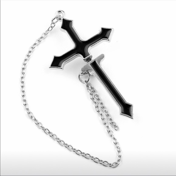 Unique Black cross stud long chain earrings NWT - Picture 3 of 8